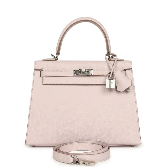Hermès Kelly Sellier 25 Mauve Pale Epsom Palladium Hardware in Epsom leather from Madison Avenue Couture