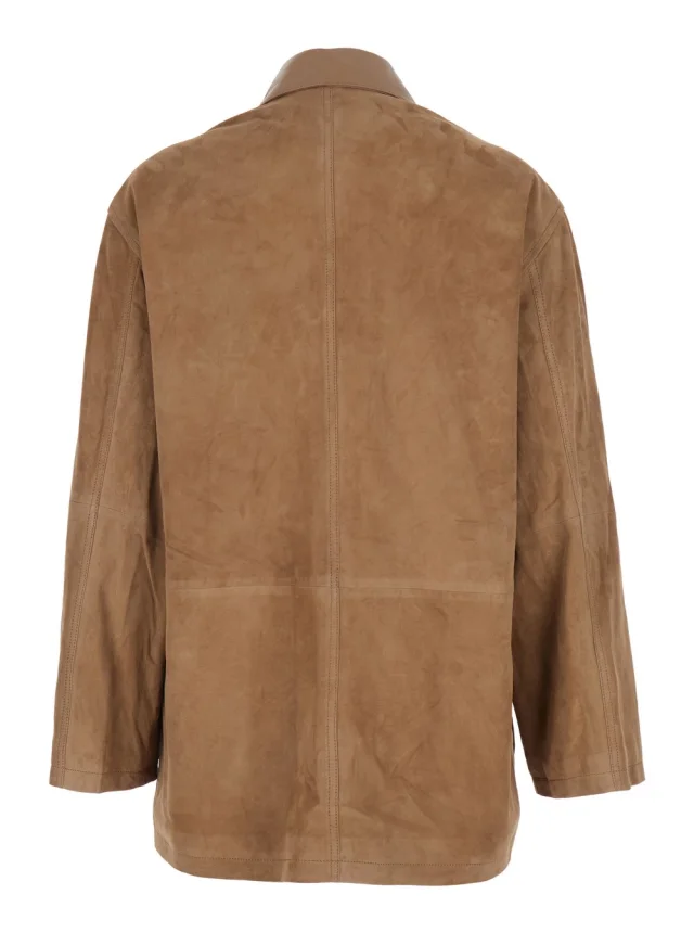 Arma 'Kaylee' Brown Jacket with Foldable Collar with Button and Patch Pockets on the Front in Suede for Women in Brown 100% Lamb, photo 3 of 6 from Gaudenzi Boutique