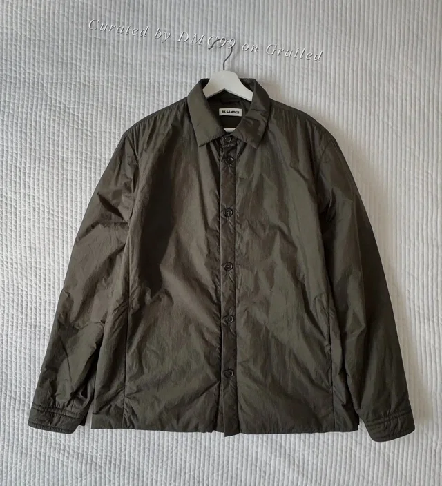 Jil Sander Olive Lightweight Padded Shirt-Jacket in green from Grailed