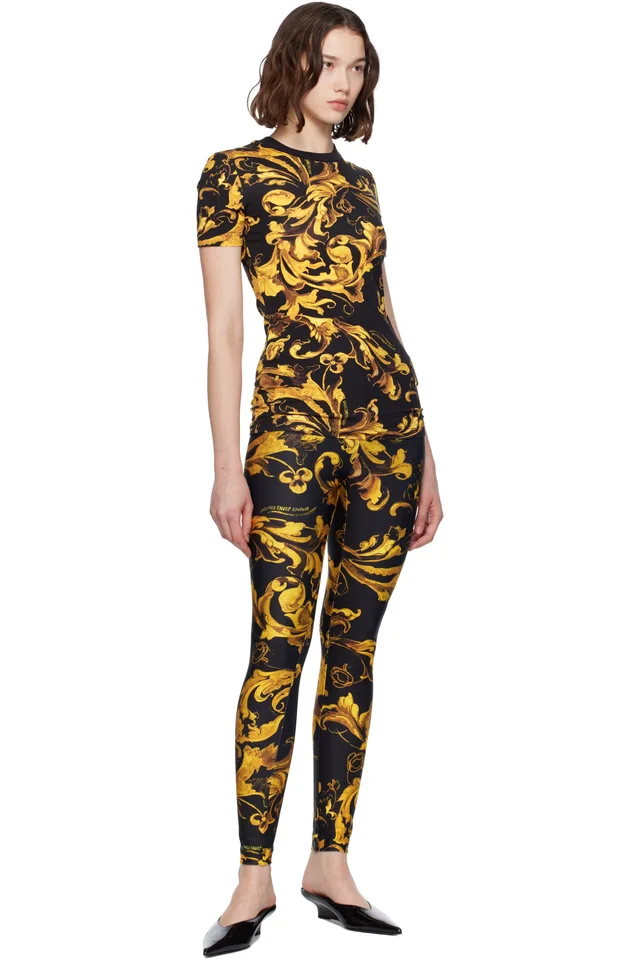 Versace Jeans Couture Black & Gold Logo Barocco Jersey T-shirt, photo 4 of 4 from SSENSE