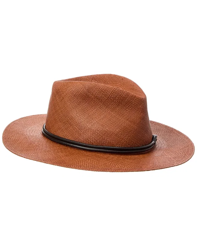 Brunello Cucinelli Leather-Trim Straw Hat, image 1 of 1 from Gilt