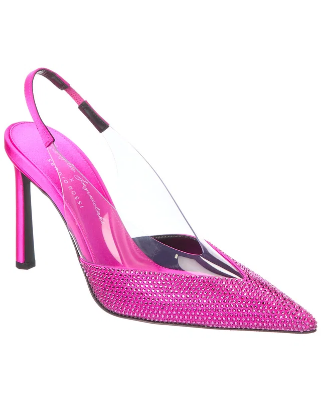 Sergio Rossi x Evangelie Smyrniotaki Satin & Vinyl Slingback Pump, image 1 of 1 from Gilt