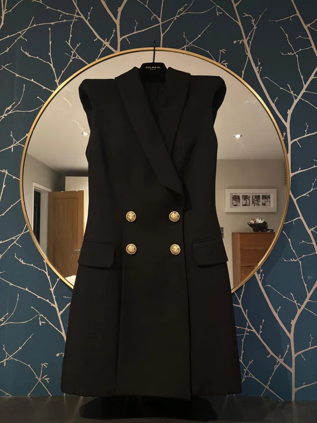 Balmain Black Sleeveless Blazer Dress in Black from HEWI