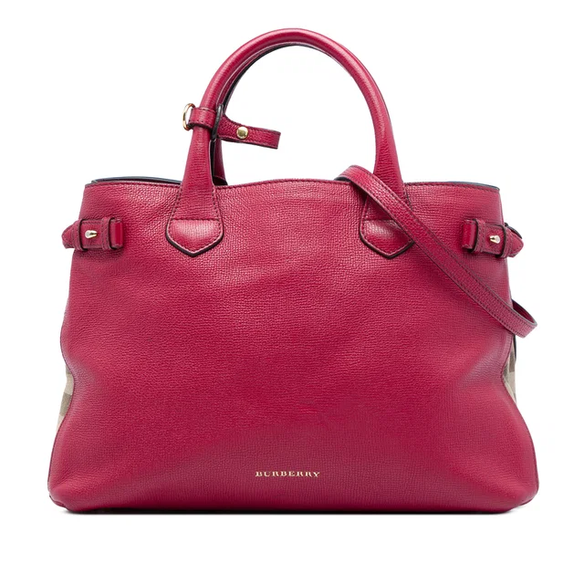 Red Burberry Medium Leather and House Check Canvas Banner Satchel in Red Canvas from Designer Revival, photo 1 of 1