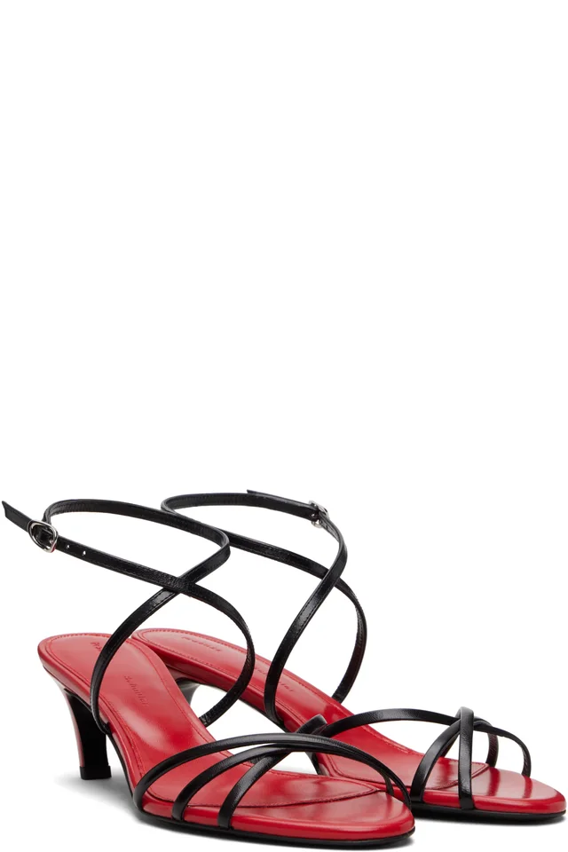 Proenza Schouler Black & Red Uma Ankle Strap Heeled Sandals, photo 4 of 5 from SSENSE