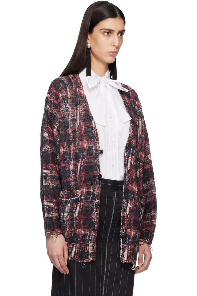 R13 Black & Red Printed Oversized Cardigan, photo 2 of 4 from SSENSE