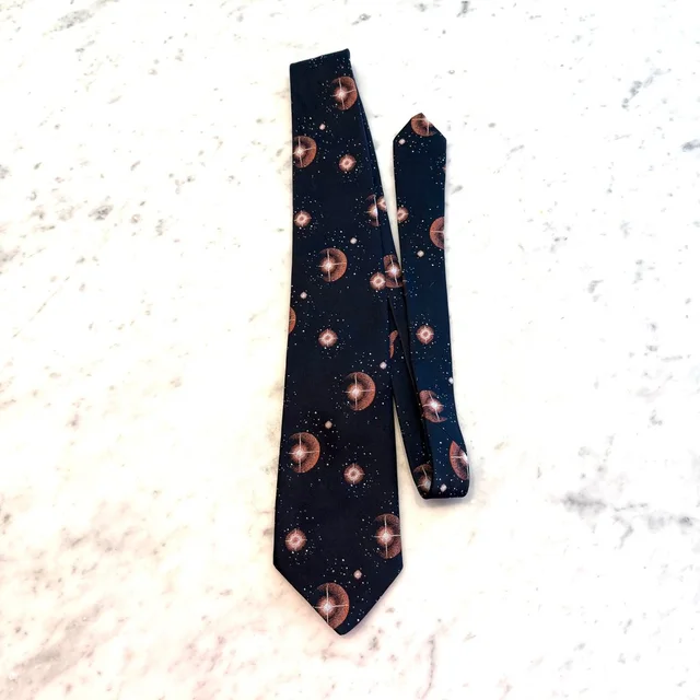 Givenchy Gentlemen Paris Mens Vintage Silk Tie Navy Blue Space Celestial Galaxy in orange|blue Silk from Poshmark, photo 1 of 1