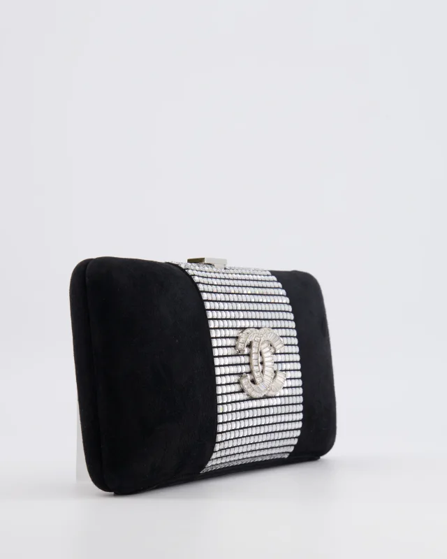 Chanel 2015 Paris-Dubai Black Suede Strass Crystal Clutch Bag with Crystal Embellished CC Logo in Black Suede from Sellier, photo 11 of 21