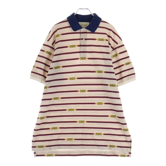Gucci Polo Shirt Border Short Sleeve Beige in Beige from The Reluxe