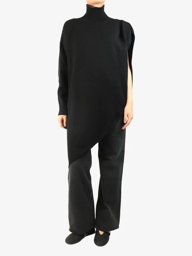 Alaïa Black asymmetric wool jumper - size UK 10 in Black Wool from Sign of the Times, photo 3 of 4
