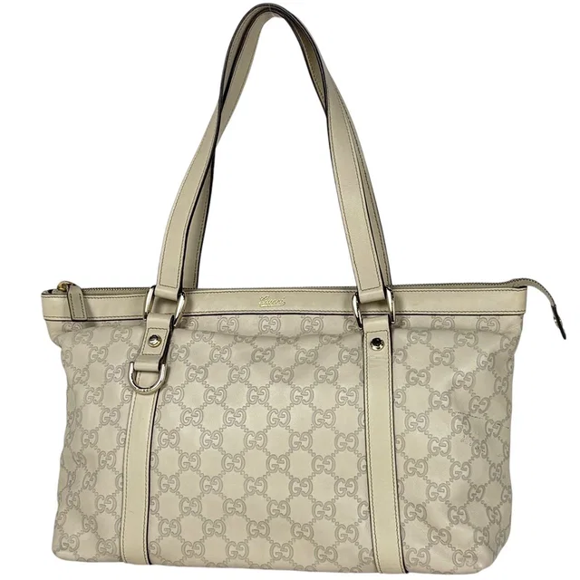 Gucci Guccissima Tote Bag GG Pattern Shimarais White in White from The Reluxe