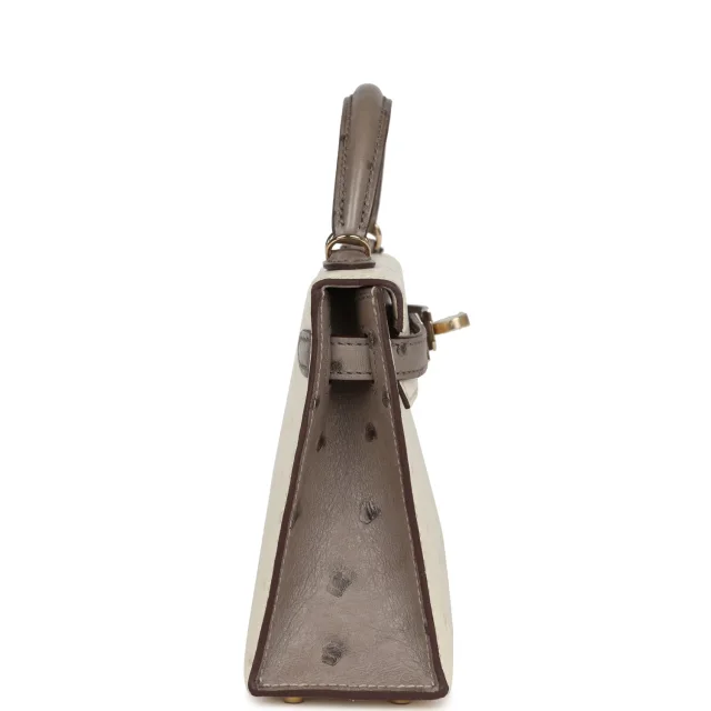 Hermès Special Order (HSS) Kelly Sellier 20 Beton, Gris Tourterelle Ostrich Permabrass Hardware in Grey Ostrich from Madison Avenue Couture, photo 3 of 8