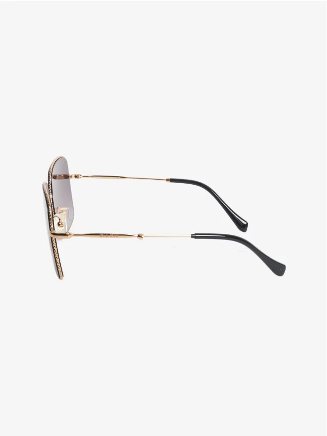Miu Miu Black and gold square frame sunglasses in Black from Sign of the Times, photo 3 of 8