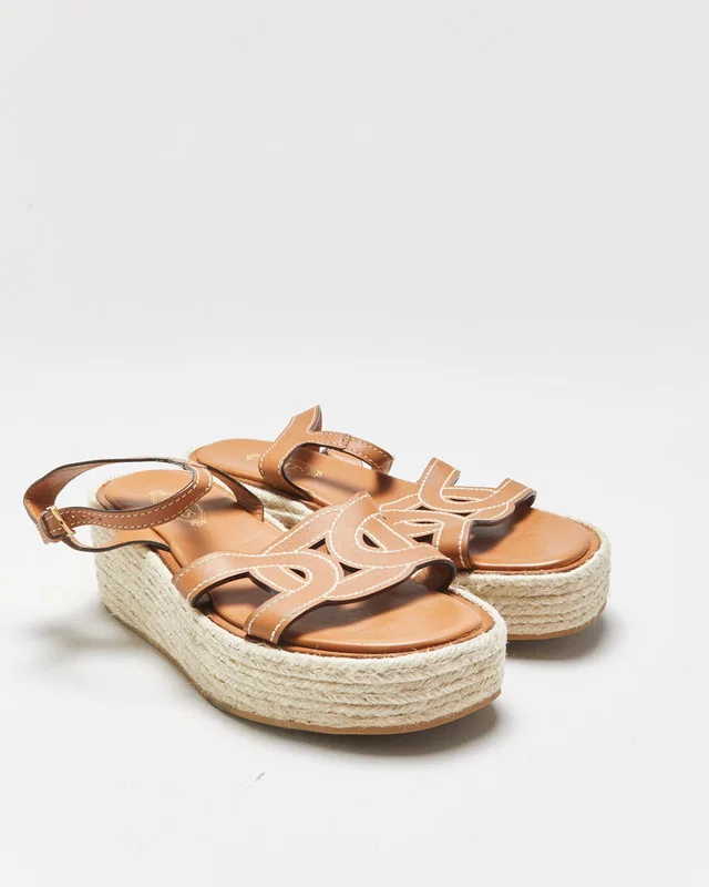 Tod's Leather Kate Platform Espadrille Cut-out Sandals - UK5.5 in Leather from Rokit Vintage