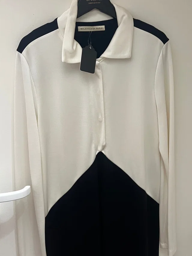 Balenciaga navy and white dress in White from Luxury Promise