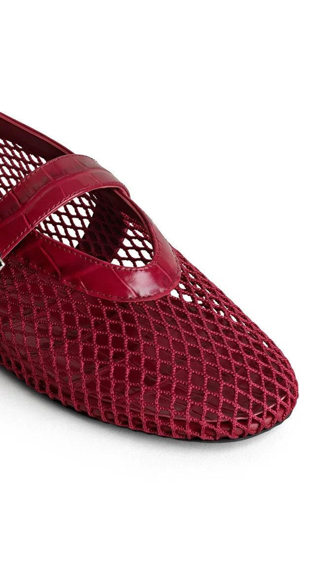 Alaia BALLET FLATS IN FISHNET AND CROCODILE EMBOSSED CALFSKIN, photo 3 of 3 from SENSER