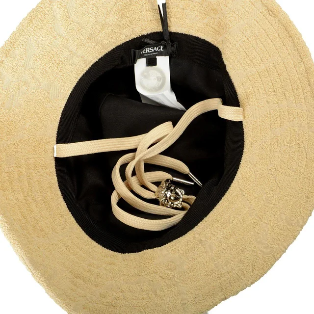 Versace Men's Cotton Hat - Cream/Tan in neutral|brown from Depop, photo 7 of 9