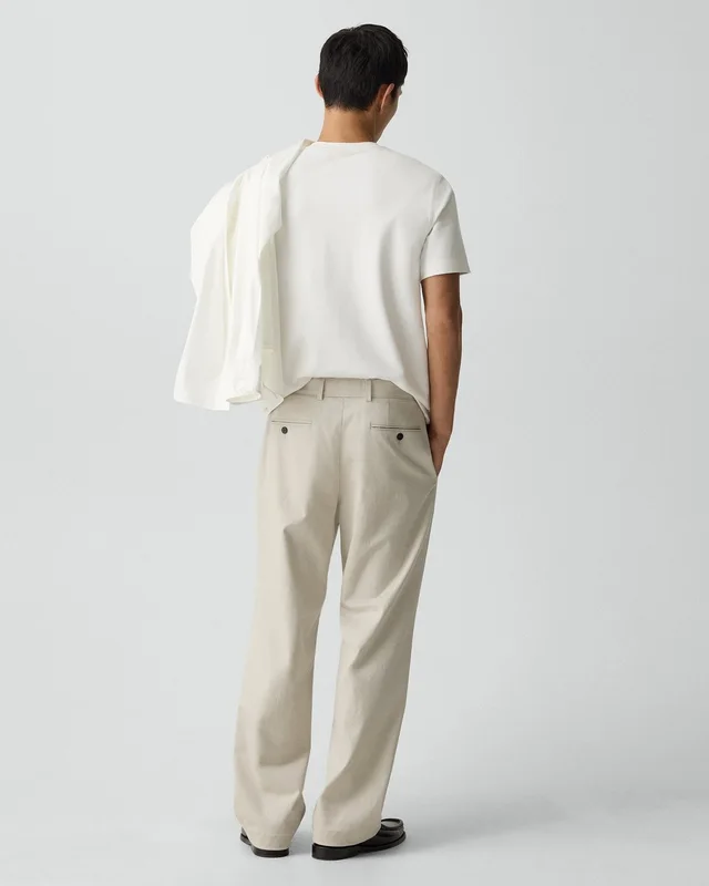 Theory Relaxed Pleat Pant in Moonsoft Cotton in SILVER CLOUD, photo 11 of 14 from Theory