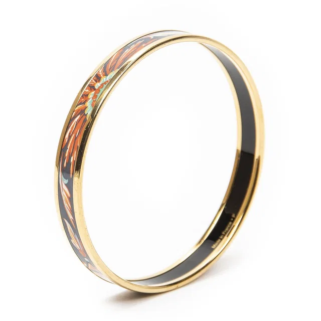 Hermès Enamel Bangle Gray Plating Bracelet in Grey from The Reluxe