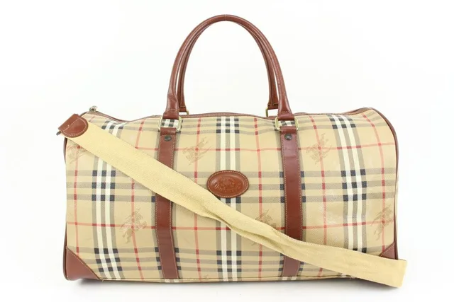 Burberry Beige Nova Check Duffle Bag with Strap Boston Upcycle ready in Beige Canvas from Bagriculture