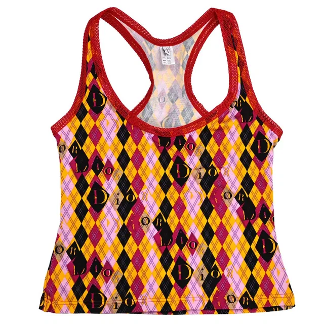 Dior Argyle Tank Top Yellow Pink #38 in Pink from AMORE Vintage Tokyo