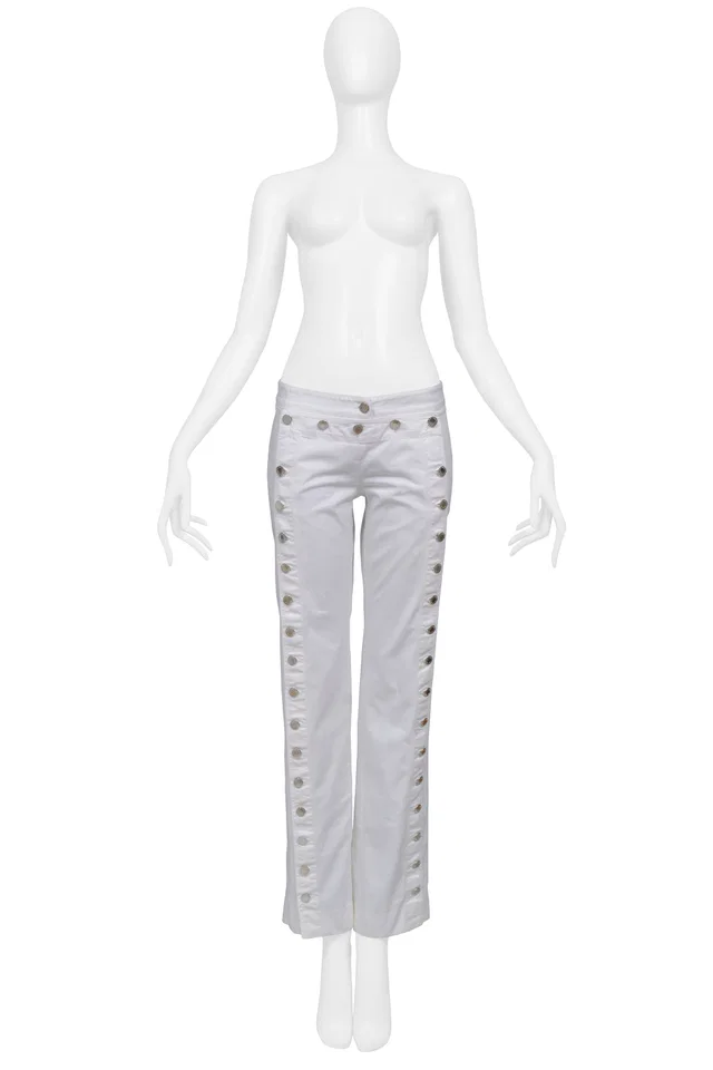 Dolce & Gabbana White Jeans With Sailor Bib And Buttons 2003 in White from Resurrection Vintage