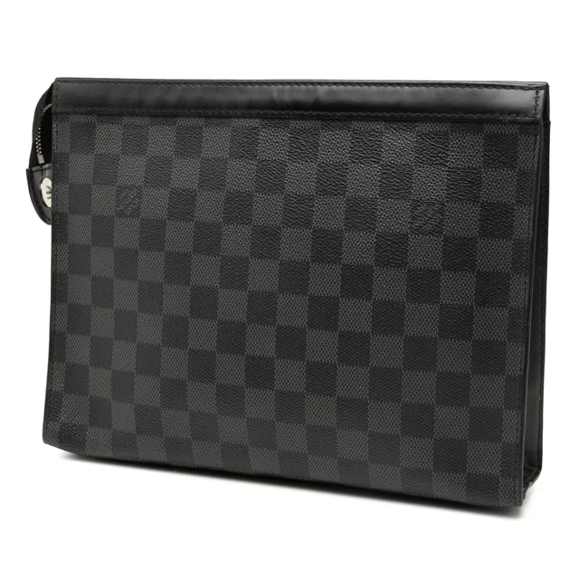 Black Louis Vuitton Damier Graphite Pochette Voyage MM Clutch Bag in Black Canvas from Designer Revival, photo 2 of 2