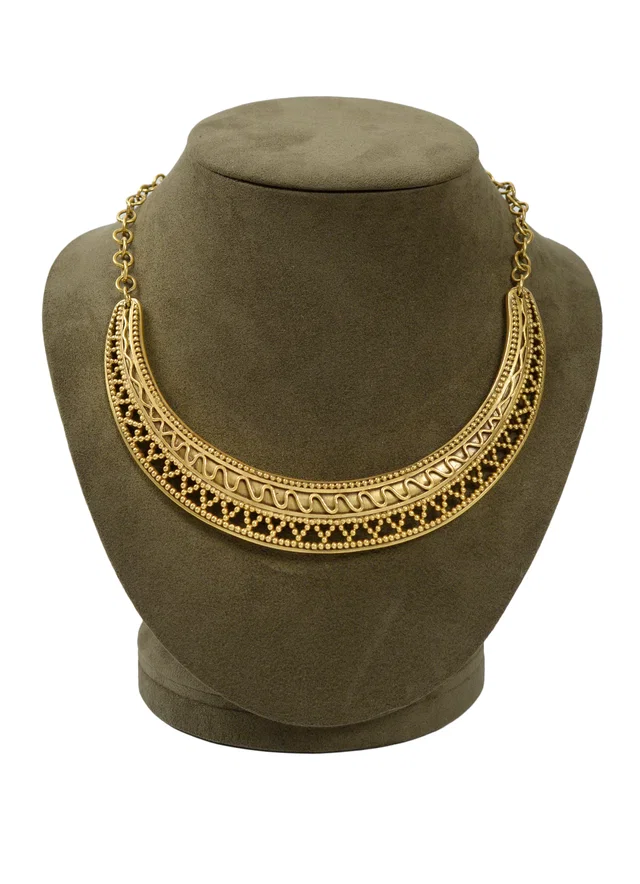Saint Laurent Crescent Gold-tone Collar Necklace in Gold from Resurrection Vintage