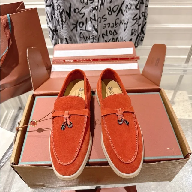 Loro Piana Loafers | Orange Slip-On Shoes in orange Suede from Poshmark, photo 1 of 1