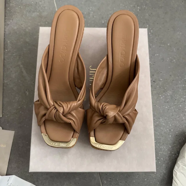 Jimmy Choo Tan 110 Cork Wedges in Brown Nappa leather from HEWI