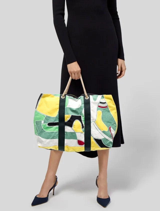 Hermès Drapeaux Au Vent Travel Bag in yellow Canvas from The RealReal, photo 2 of 6