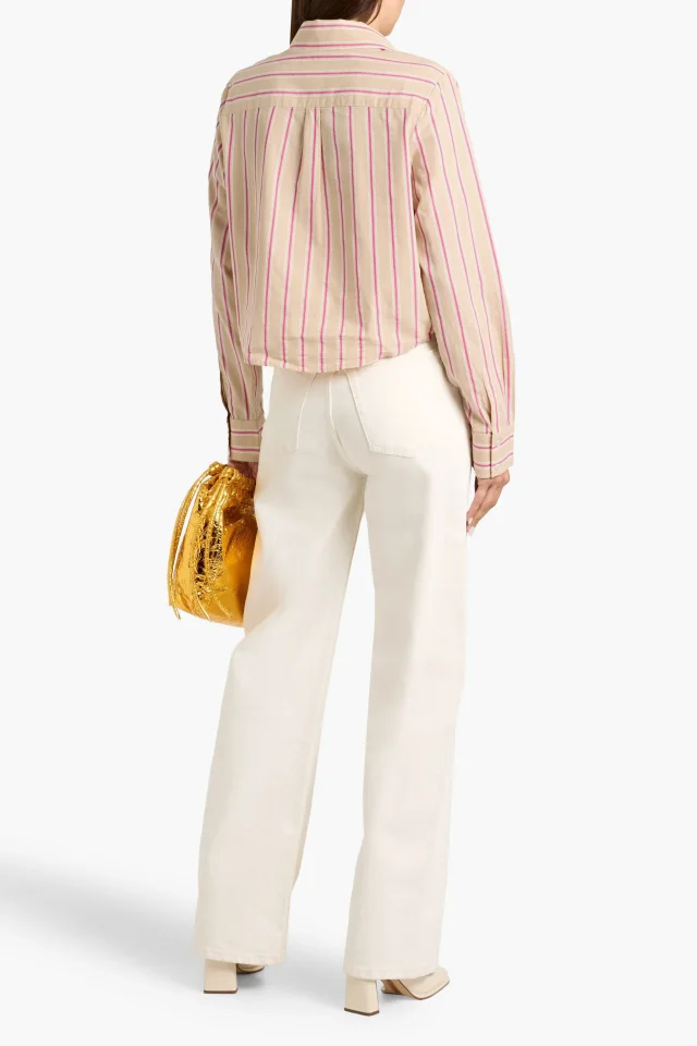 Paige Striped Cotton Cropped Shirt in Beige, photo 3 of 4 from THE OUTNET