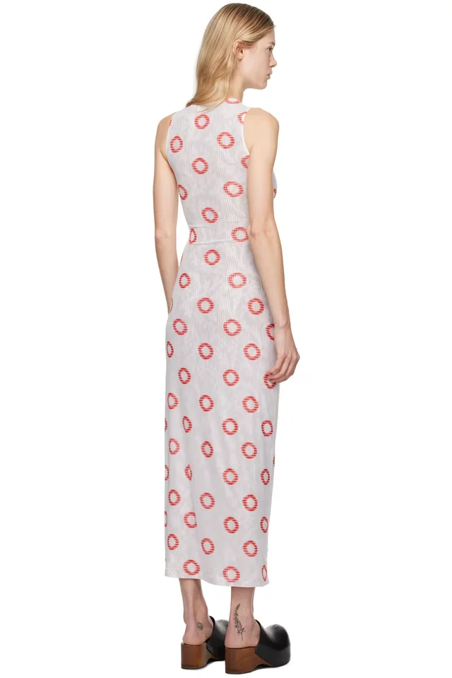 Eckhaus Latta White & Red Duet Maxi Dress, photo 3 of 4 from SSENSE