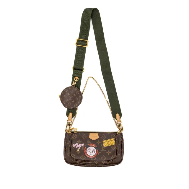 My Lv World Tour Multi Pochette Accessories Khaki Strap Monogram Canvas GHW in Green Coated canvas from EMIER