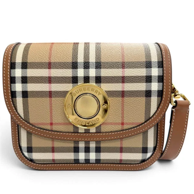 Burberry Elizabeth Check Leather Shoulder Bag in Leather from LuxUness