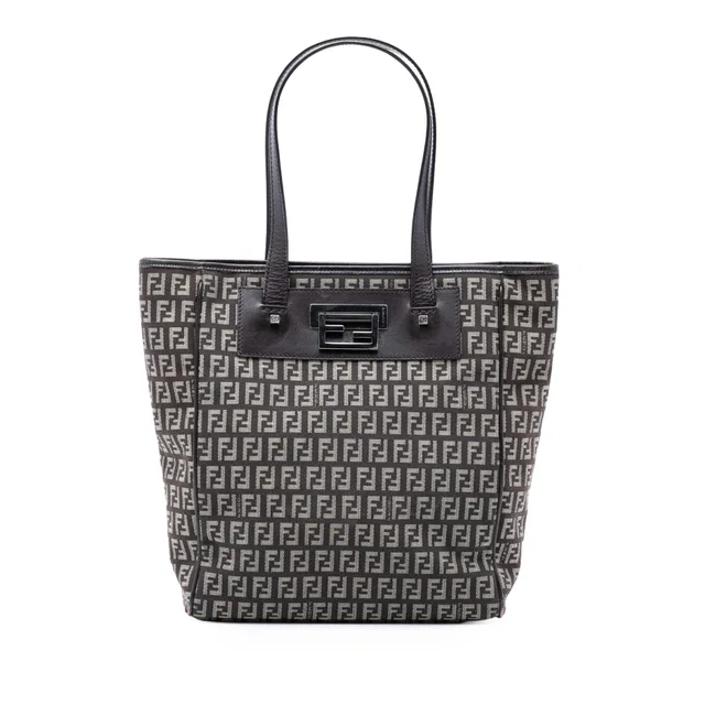 Brown Fendi Zucchino Canvas Tote in Brown Canvas from Designer Revival