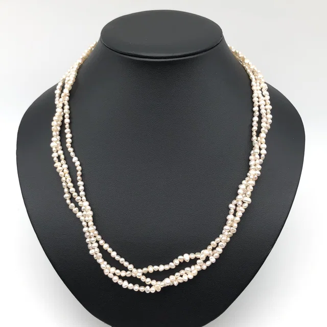 Tasaki Triple Strand Pearl Necklace, Silver, 31.5g, 21inch in Silver from Luxury Promise
