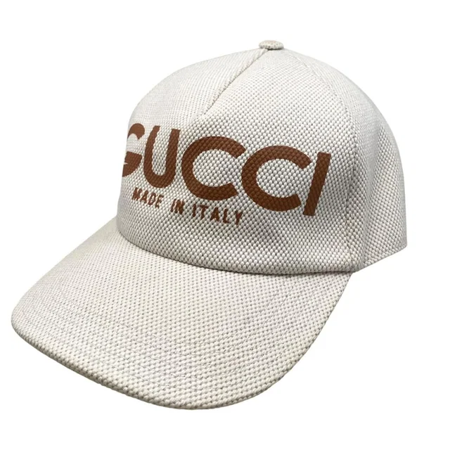 Gucci Cap Logo Canvas Baseball Cap Cotton Beige Brown Hat in Brown Canvas from The Reluxe