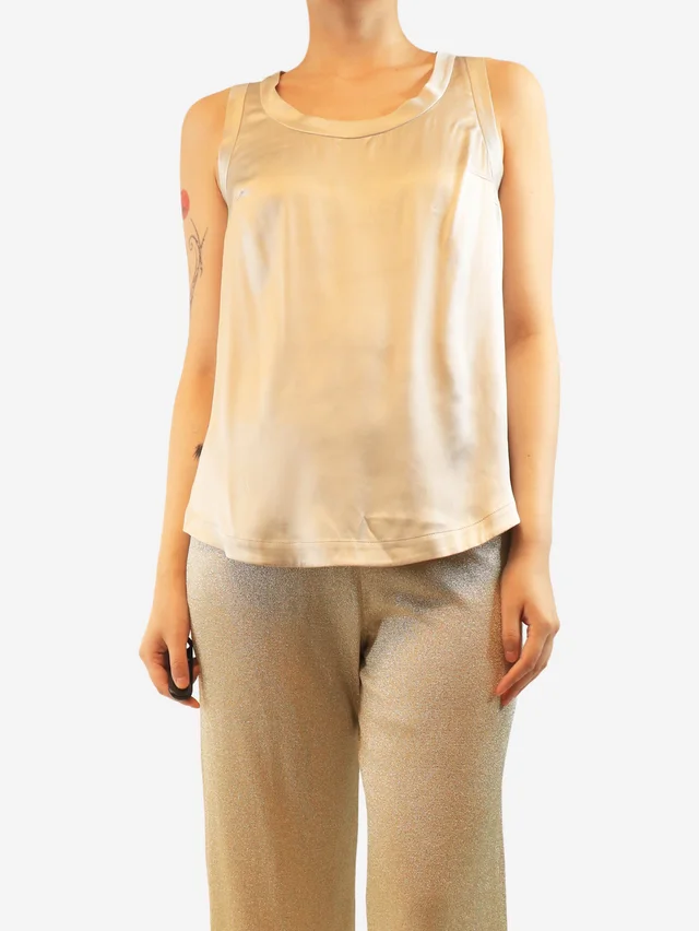 Brunello Cucinelli Neutral satin round neck tank top - size M in Satin from Sign of the Times