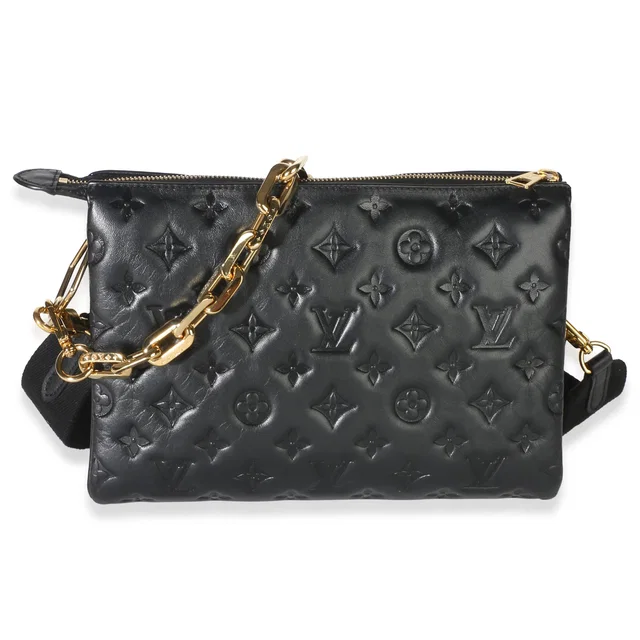 Louis Vuitton Black Monogram Embossed Lambskin Coussin PM in Black Lambskin from myGemma