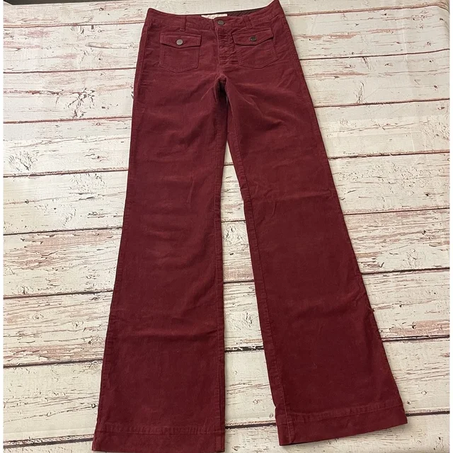 Stella McCartney Burgundy Corduroy Flare Pants Made In Italy Size 28 Inseam 35" in red from Poshmark