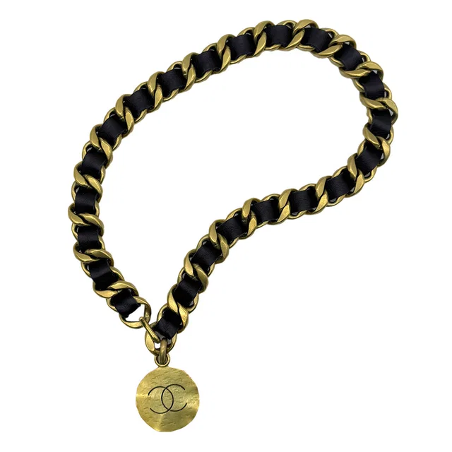 Chanel Vintage Chain Belt Leather Cocomark Accessory 94A in Leather from Luxury Promise
