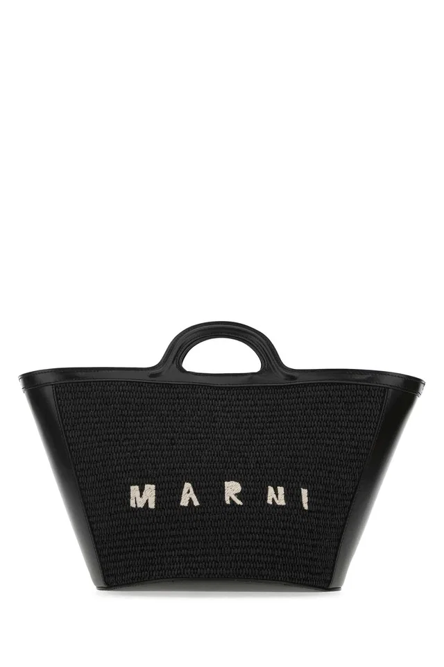 Marni Tropicalia Top Handle Bag — Black in Black Calfskin from HEWI