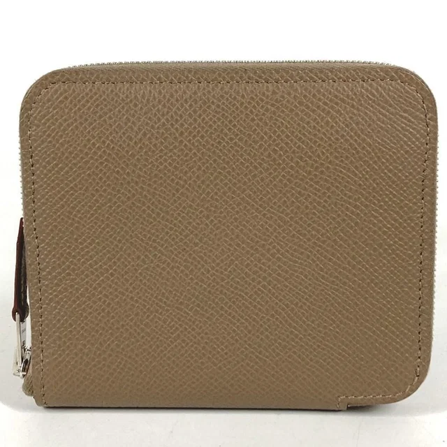 Hermès Coin Case Azap Compact Silk In Epsom Etoupe Gray in Taupe Epsom leather from The Reluxe