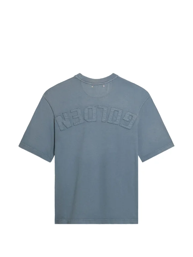 Golden Goose cotton T-shirt in baby-blue with reverse print on the back, photo 2 of 2 from FARFETCH