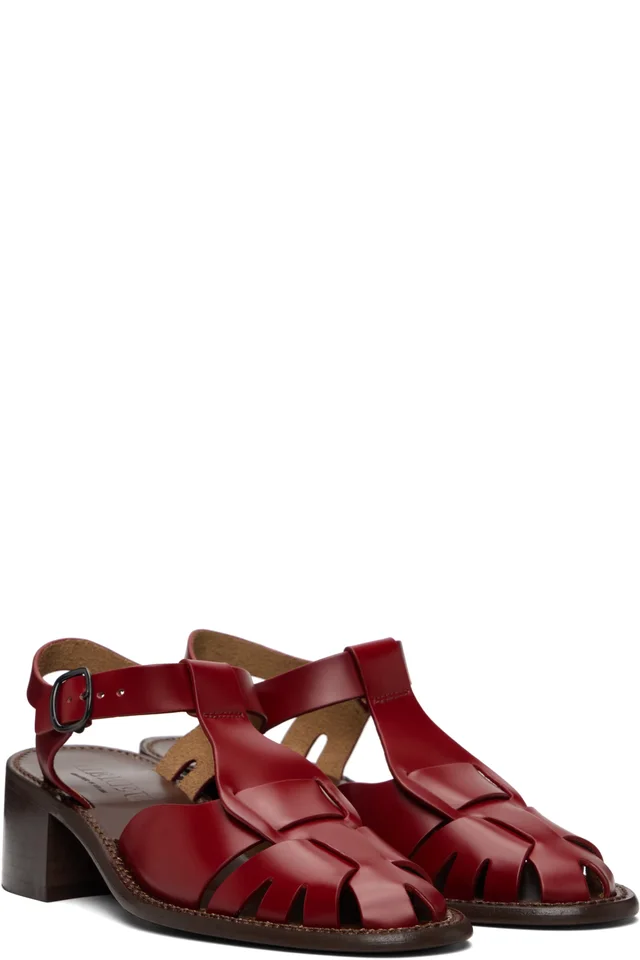 HEREU Red Pesca Heeled Sandals, photo 4 of 5 from SSENSE