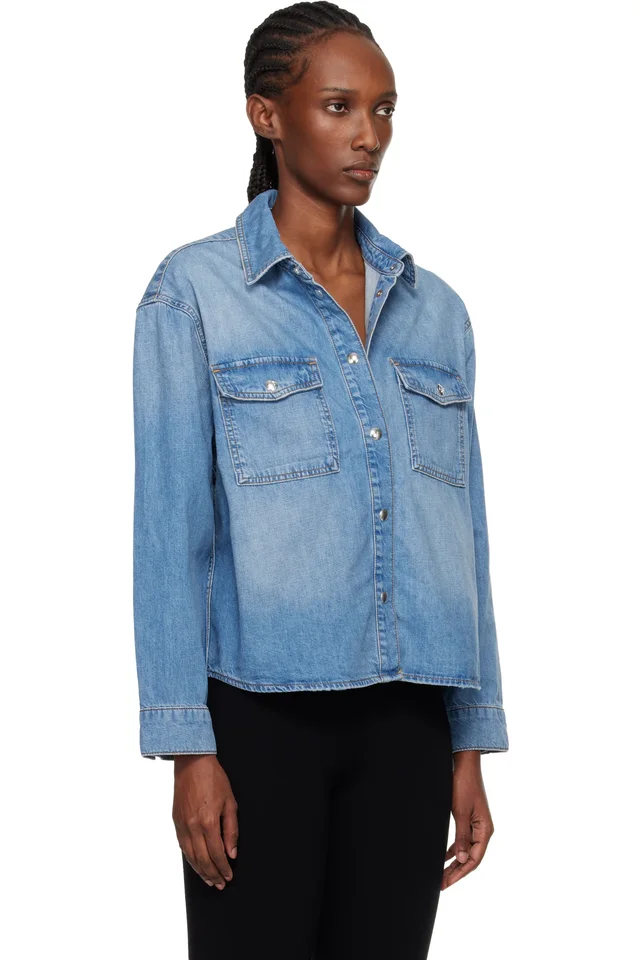 ANINE BING Blue Paxton Denim Shirt, photo 2 of 4 from SSENSE
