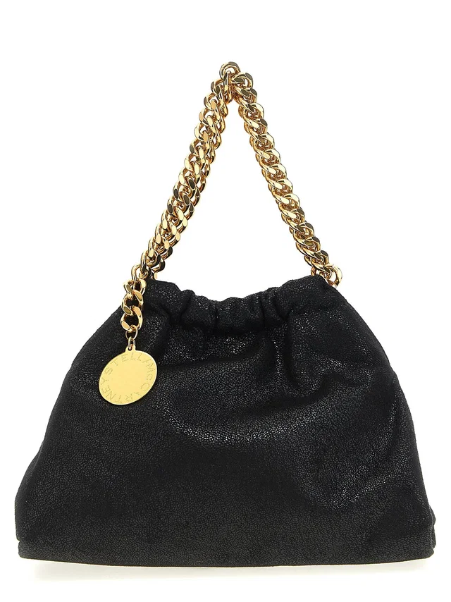 Stella McCartney Shoulder Bag — Black Shaggy Deer Vegan Fabric in Black Denim from HEWI