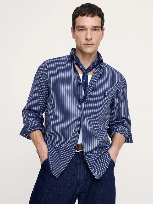 Banana Republic Relaxed-Fit Summerweight Cotton Shirt in Blue from Banana Republic (Canada), photo 1 of 1