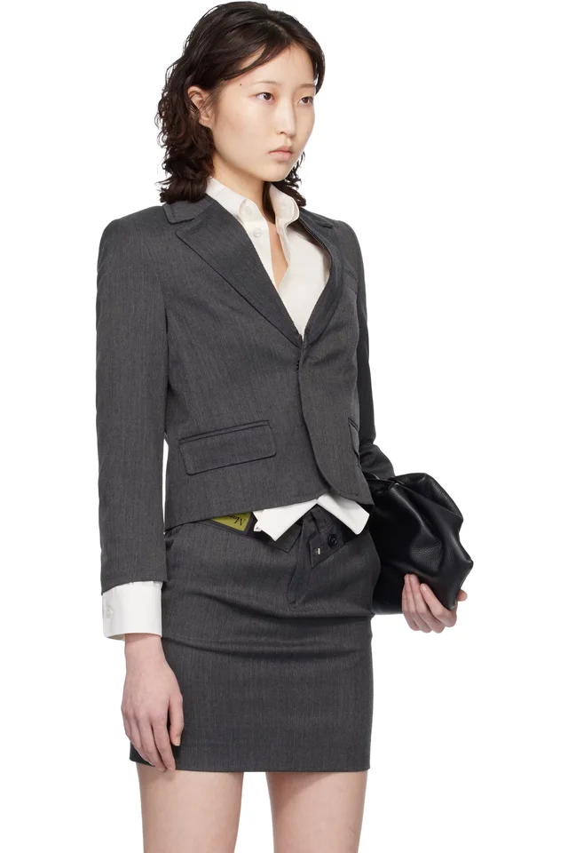 MM6 Maison Margiela Gray Tailoring Wool Blazer, photo 2 of 4 from SSENSE